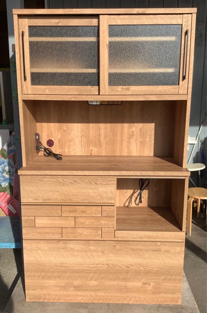 みや 隈木工所 キッチンボード 1050P オープンボード レンジボード キッチン収納 105幅 おしゃれ 食器棚 カップボード 木目 高級感