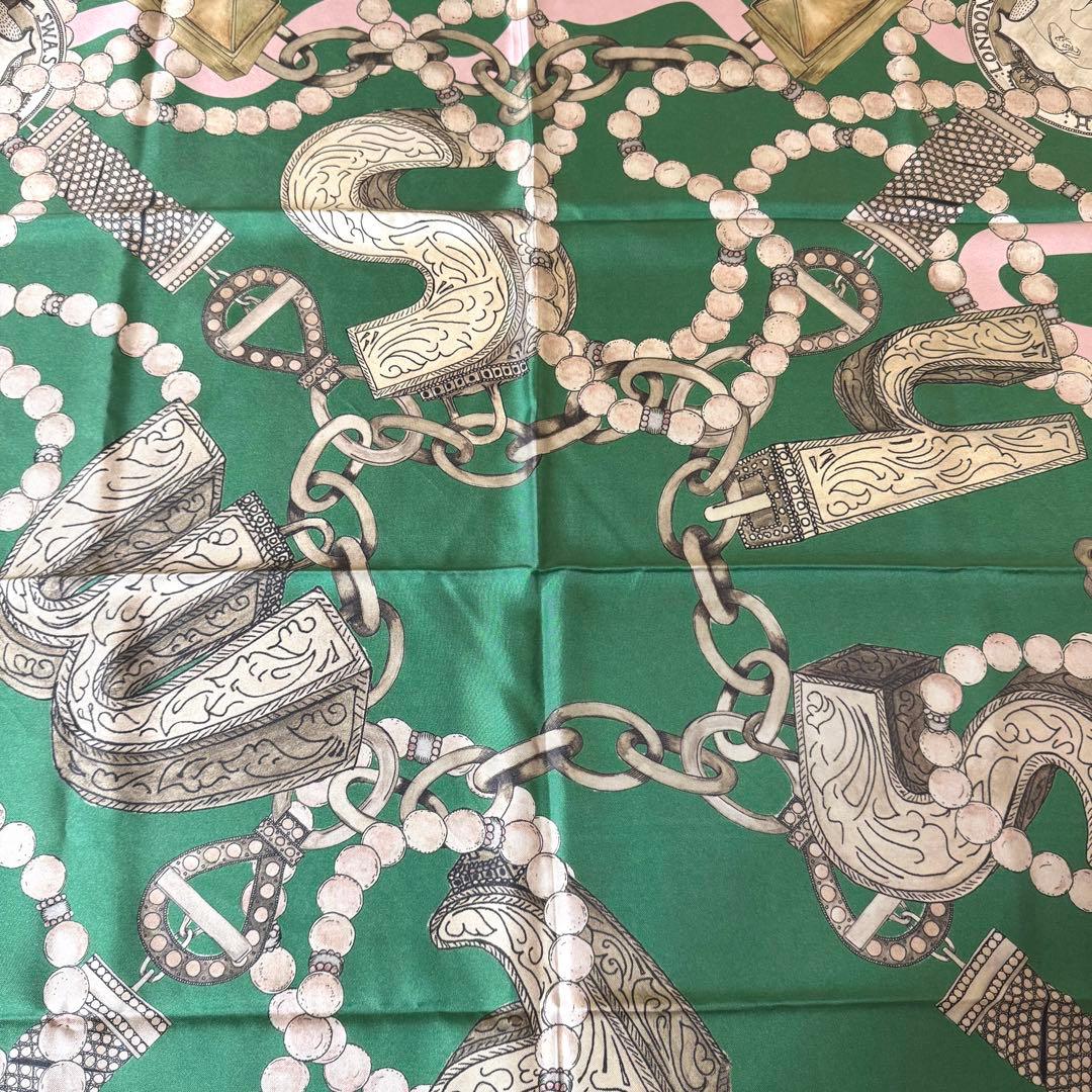 ☆新品☆SWASH LONDON 大判シルクスカーフ ジュエリー グリーン