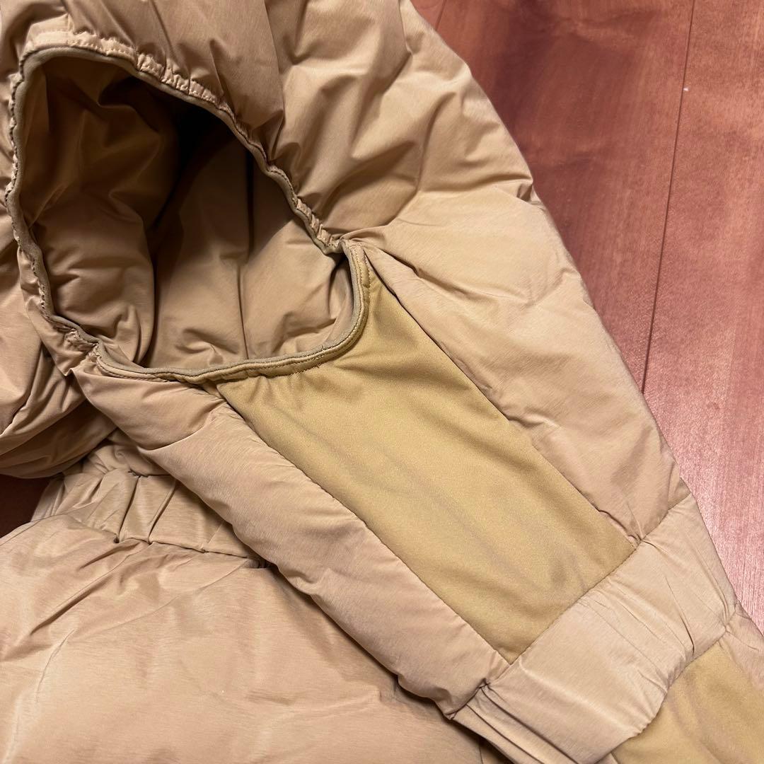 中綿 ベスト ワンピース ベージュ 秋冬 スカート ゴルフウェア フード付き