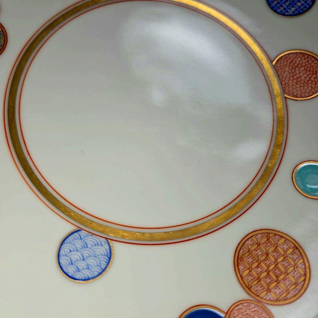 深川製磁　赤絵 丸紋　手毬　プレート　中皿　19.5cm 　5枚