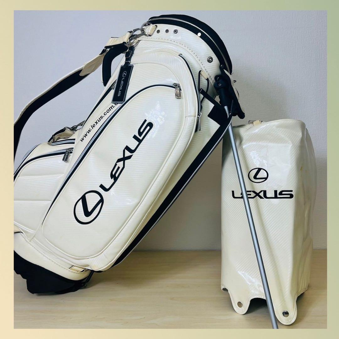 LEXUS キャディバック 白 エナメル スタンド レクサス ロゴ刺繍