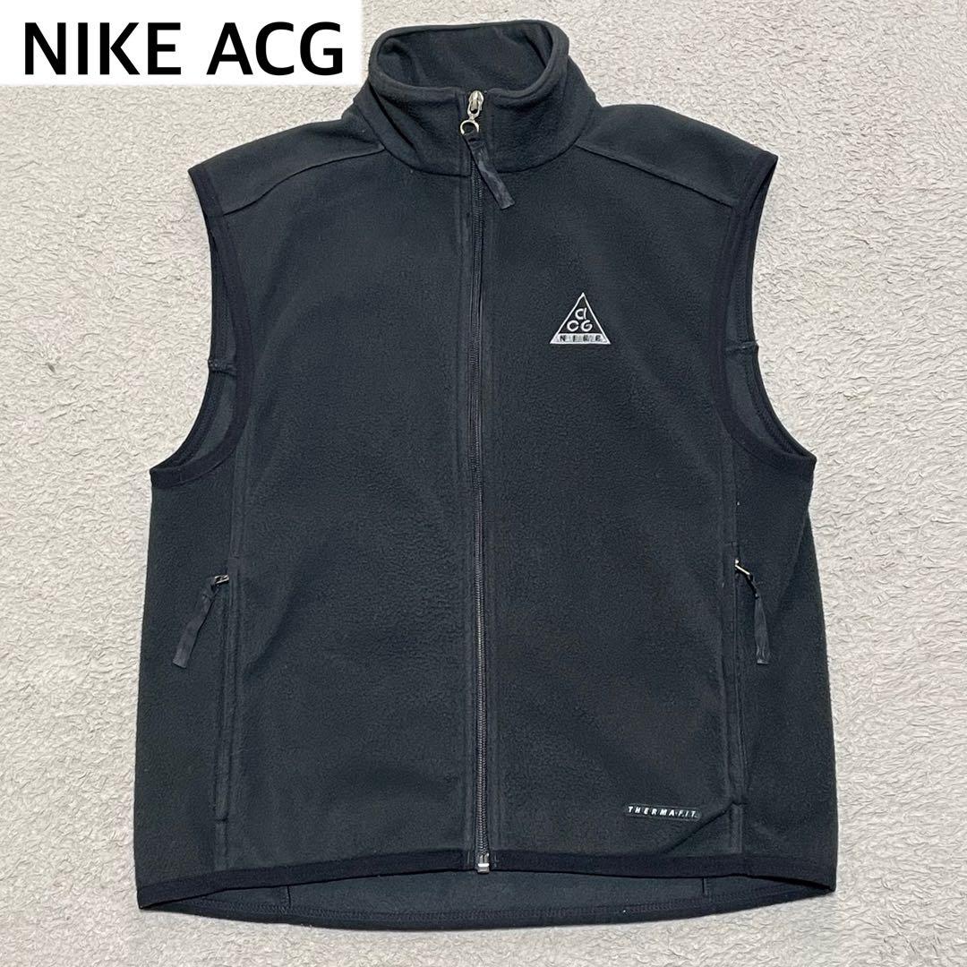 NIKE ACG フリースベスト 90s 黒タグ ロゴ刺繍 ジップアップ S - メルカリ