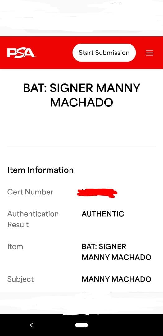 マニーマチャド 実使用バット 直筆サインつき 支給品 PSA証明 - メルカリ