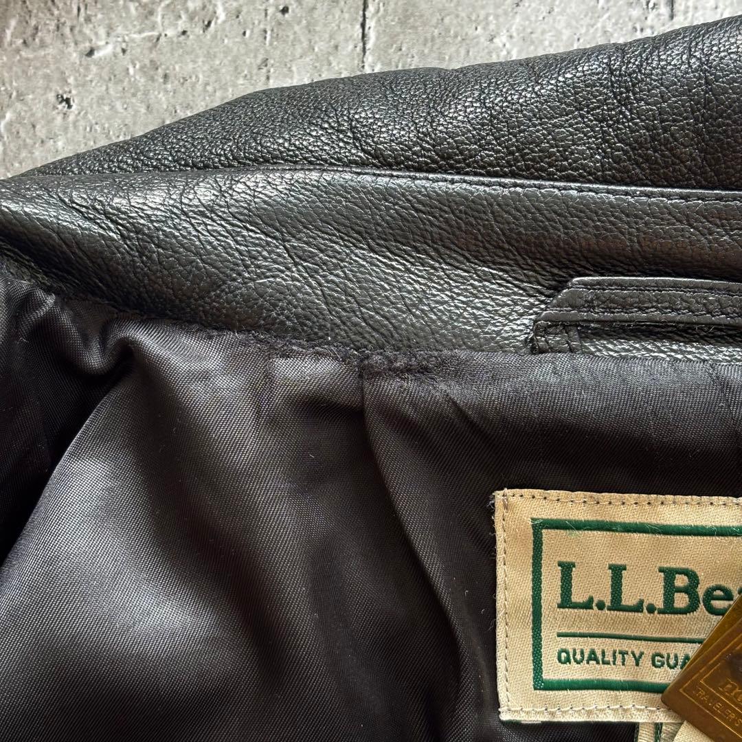 【美品】L.L.Bean A-2レザージャケット XL 黒 ゴートスキン 本革