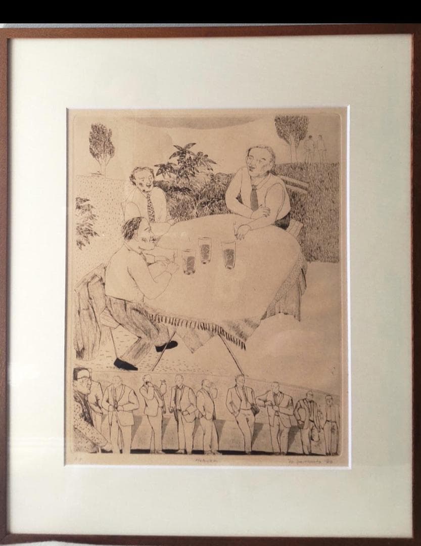 山本容子　銅版画　HEAVEN 楽天市場】山本容子 絵画 銅版画 エッチング アクアチント Heaven 額