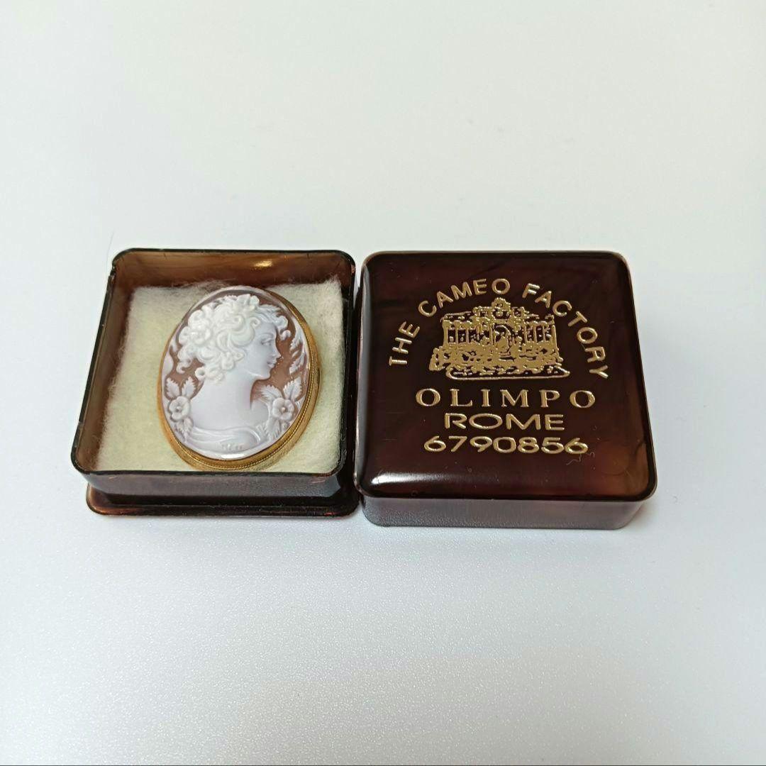 カメオ シェルカメオ ブローチ k18 ローマ ペンダントトップ サイン