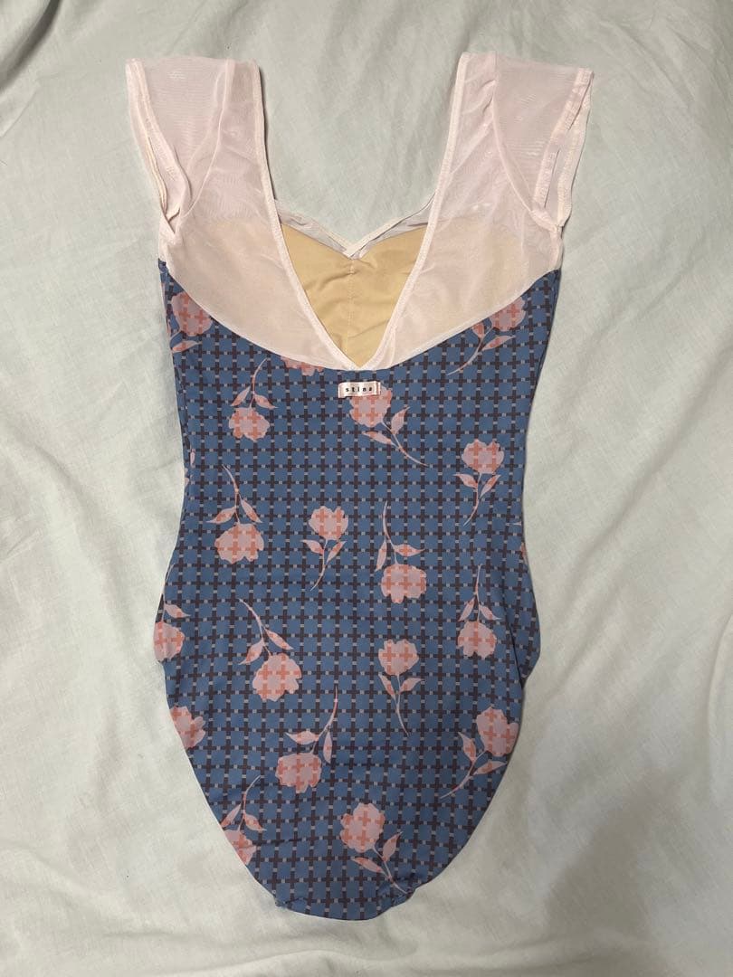 stina スティナ バレエレオタード 花柄 チェック 長袖 Sサイズ stina