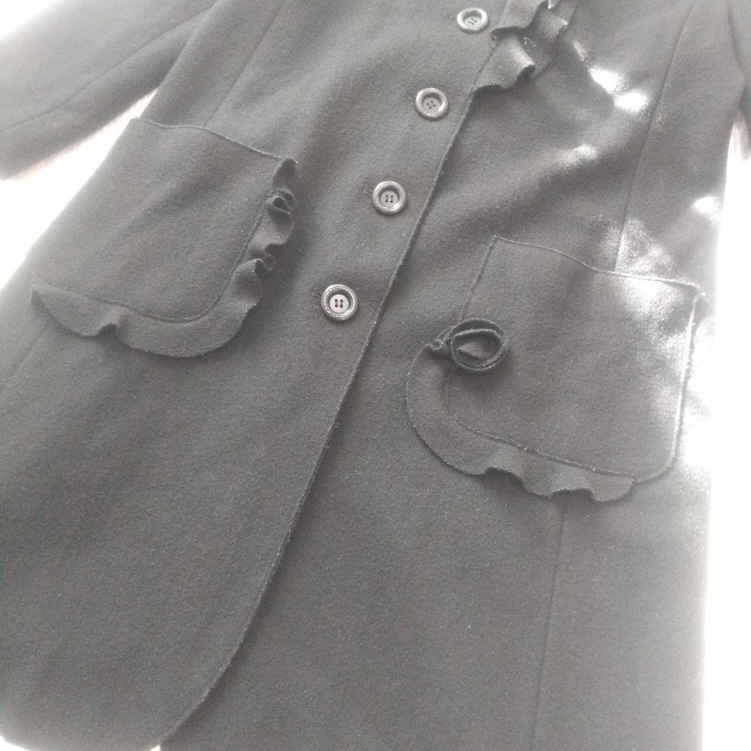 MOSCHINO モスキーノ フリル ロングコート フラワーモチーフ ブラック