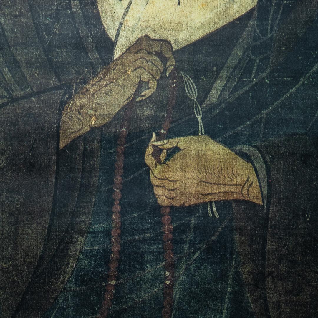 掛軸-1498 親鸞聖人像 熊皮御影 宇佐美松鶴堂 複製 総幅101センチの