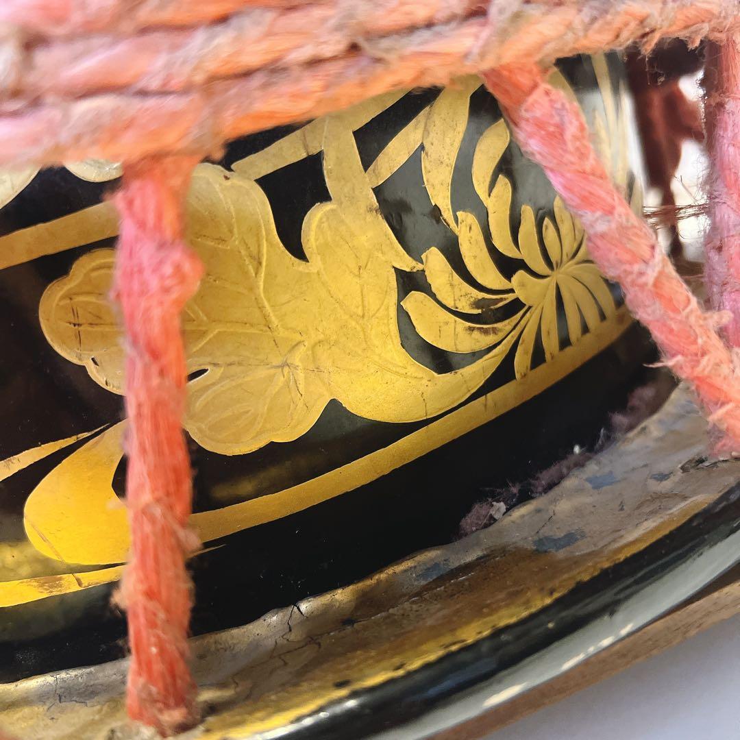 【希少】締め太鼓　蒔絵　和太鼓 34.5cm バチ付き　台座付属　和楽器　打楽器