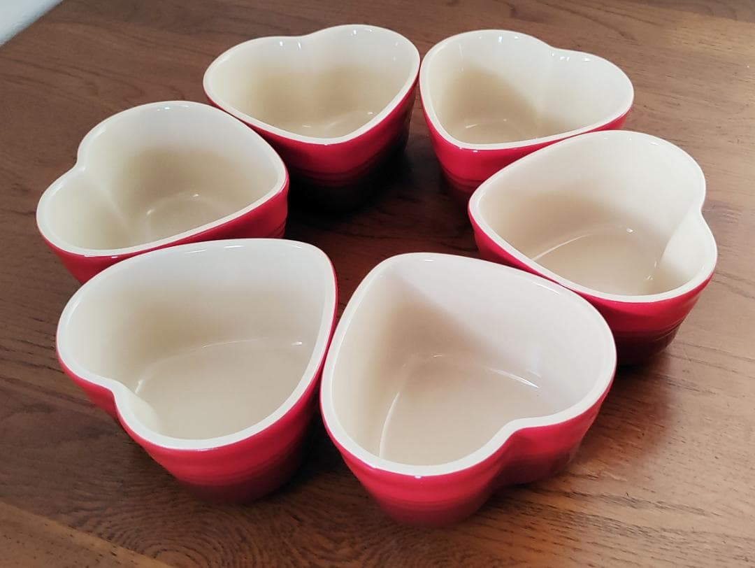 ル・クルーゼ ハート形 ココット6個セット 赤 - メルカリ