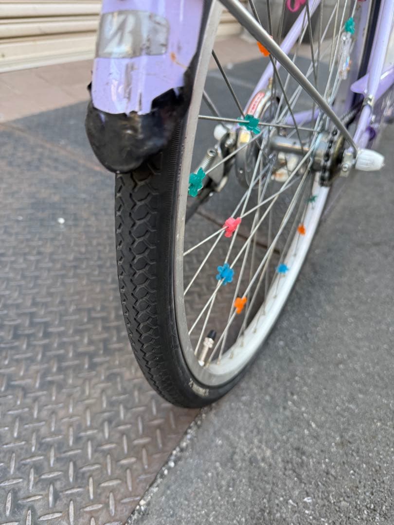 ブリヂストン エコパル 24インチ 子供用自転車 紫色 花柄