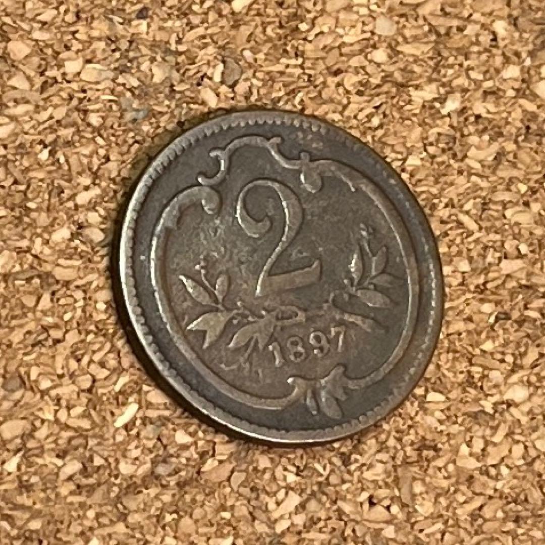 オーストリア】2ヘラー銅貨［1897年］外国コイン 硬貨 古銭 旧貨幣
