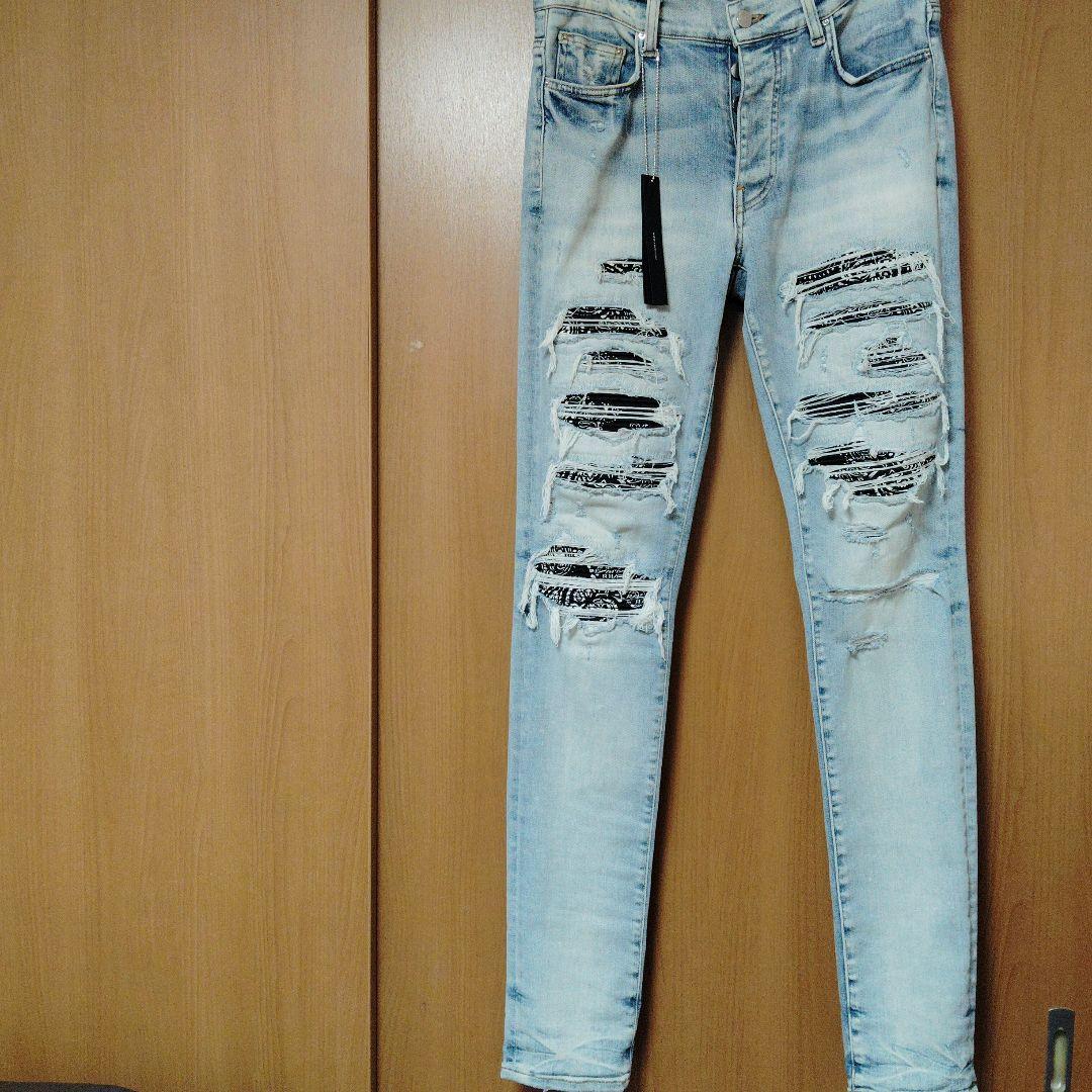 AMIRI BANDANA THRASH JEAN アミリ　スラッシャーデニム AMIRI Black Bandana Thrasher Distressed Jeans Size 32 | eBay