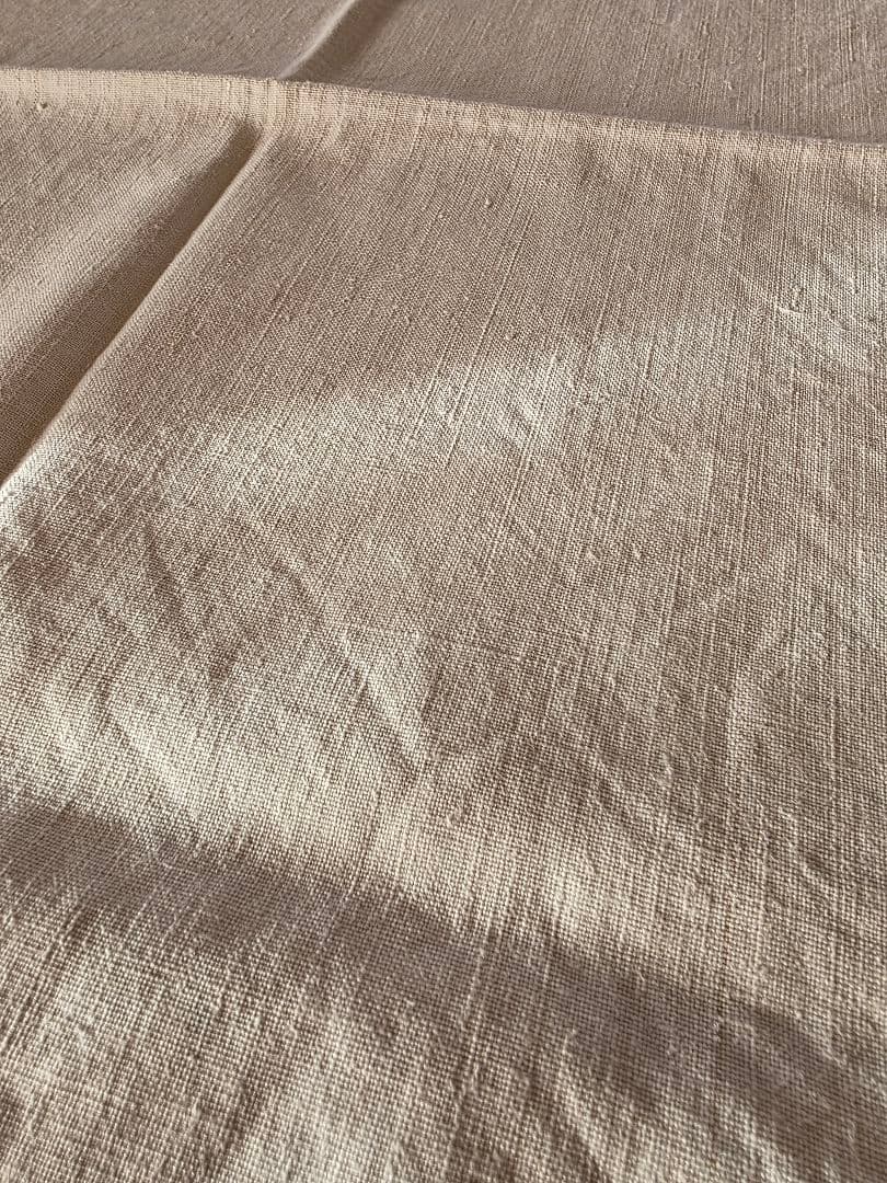 フランスアンティーク 手織りリネン フリンジ付きクロス G.M刺繍