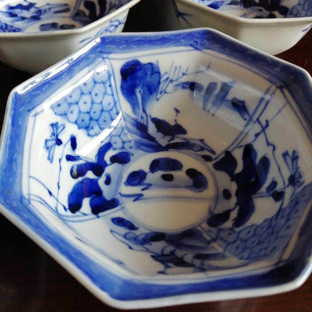 伊万里　染付八角向付　13客　11.5cm　明治〜大正期