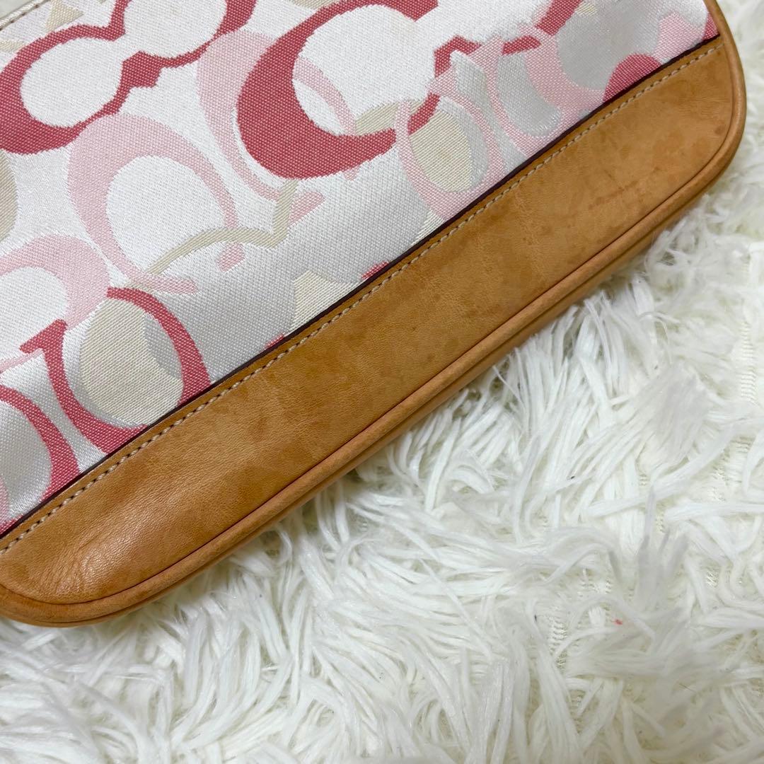 コーチ アクセサリーポーチ ワンショルダーバッグ ピンク ベージュ