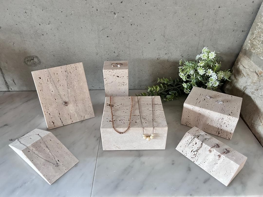 天然大理石　イタリア　トラバーチン●ブロック　6個セット●ディスプレイ●送料無料 オブジェ｜トラバーチンブロック - territory