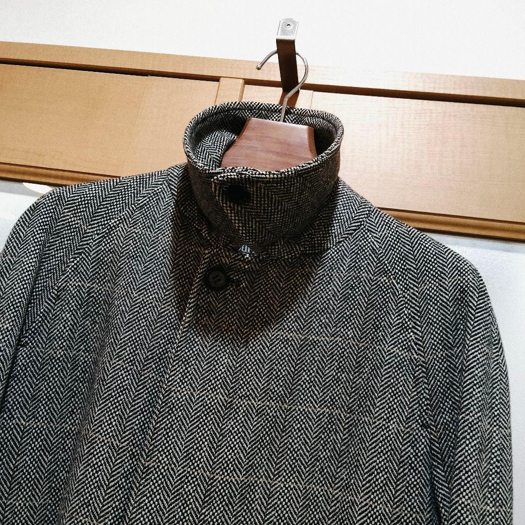 美品 バーバリー アルパカ混 モヘア ヘリンボーン コート D10