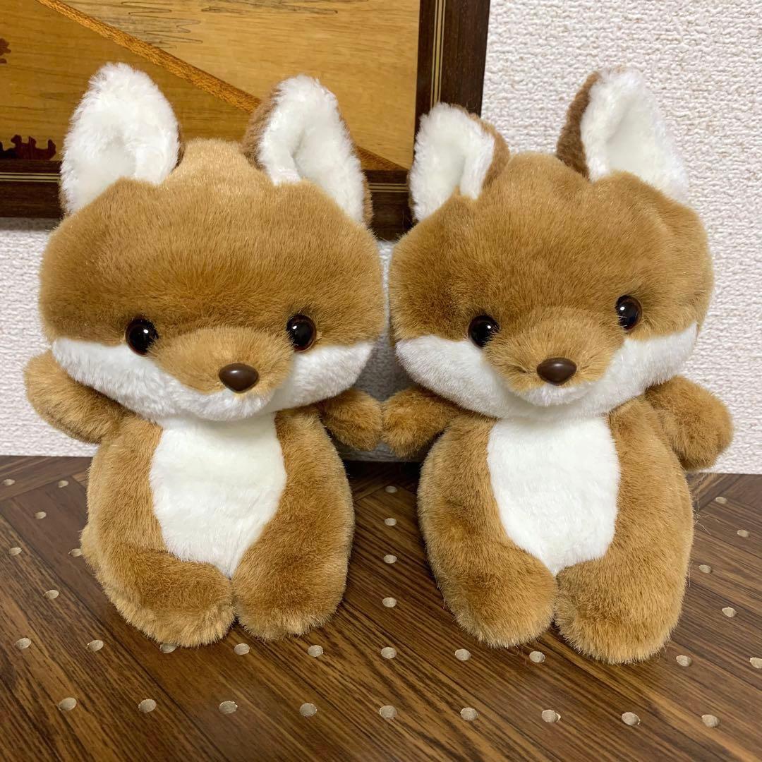 昭和レトロ 三英 ぬいぐるみ きつね 2匹 当時物 - メルカリ