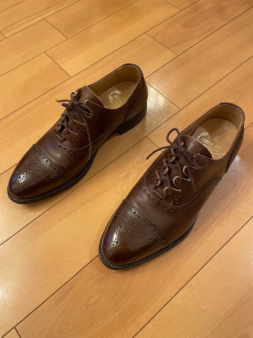 スコッチグレイン ブラウンウィングチップドレスシューズ 23.5cm