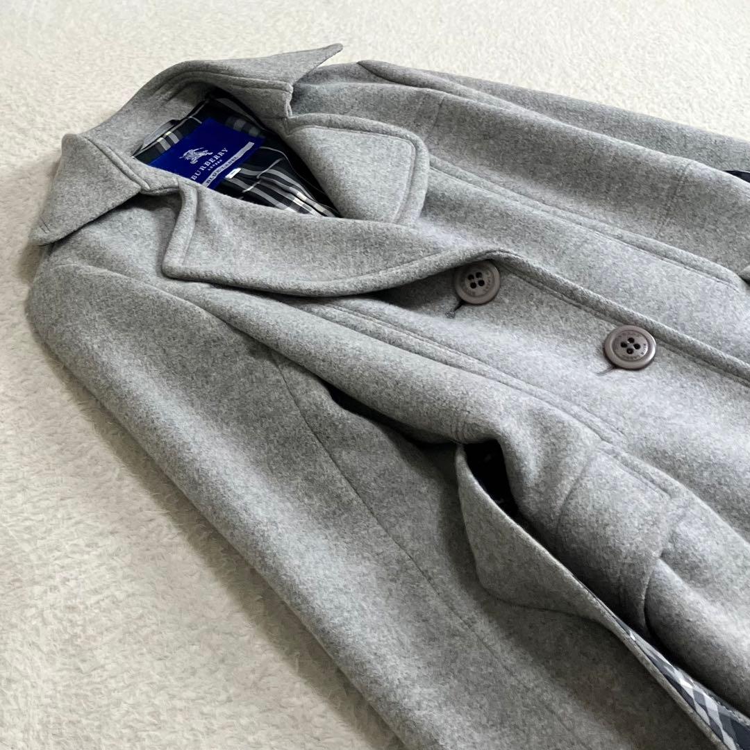 バーバリーブルーレーベル ベルテッドロングコート アンゴラ混 ノバ