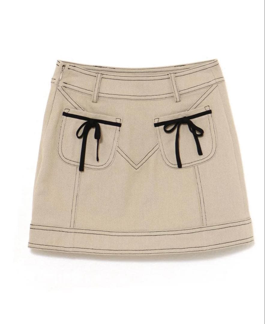 andmary Back ribbon mini skirt ベージュ ANDMARY】Pamela ribbon mini skirt
