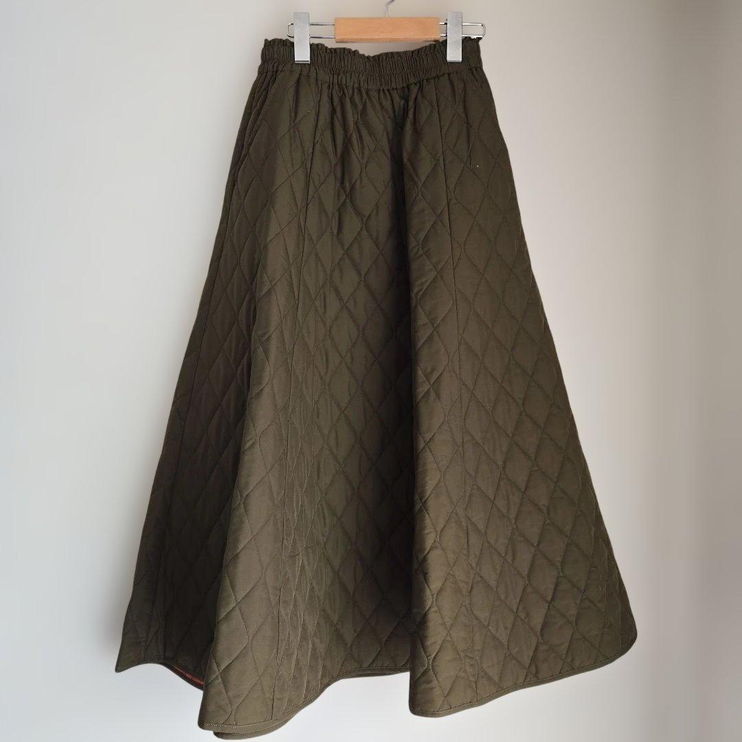 バーニーズ　ニューヨーク　キルティング　カーキ　マキシスカート　Fサイズ バーニーズ ニューヨーク キルティング カーキ マキシスカート Fサイズ