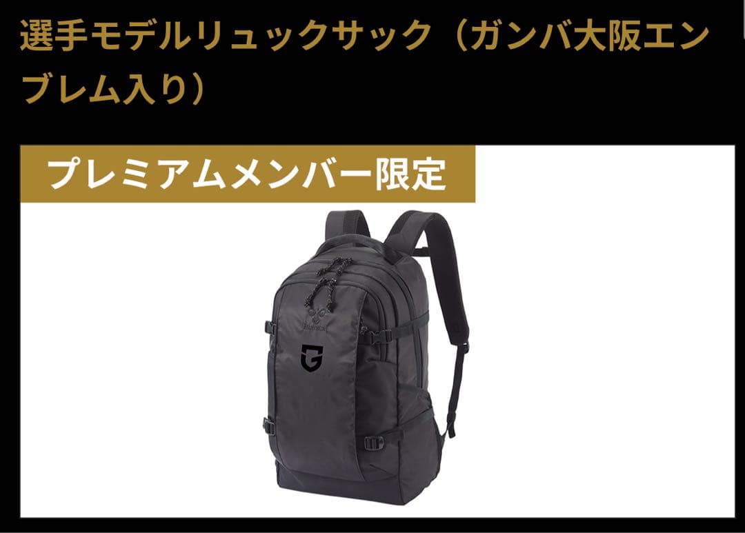【最終価格】ガンバ大阪 選手モデルリュックサック オンラインショップ］ 3/15（金）12:00よりファンクラブ会員様向け