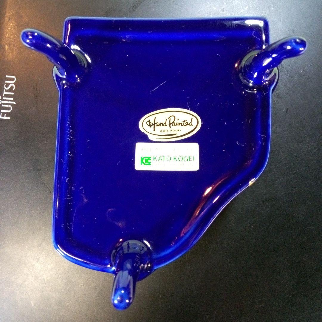 青いピアノ型オルゴール 花柄 KATO KOGEI グリーンスリーブス レア