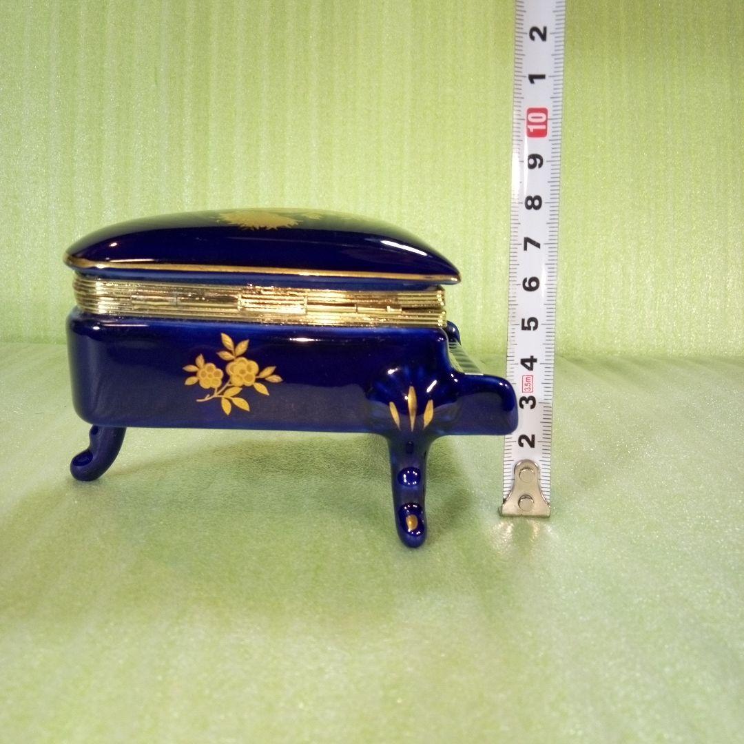 青いピアノ型オルゴール 花柄 KATO KOGEI グリーンスリーブス レア