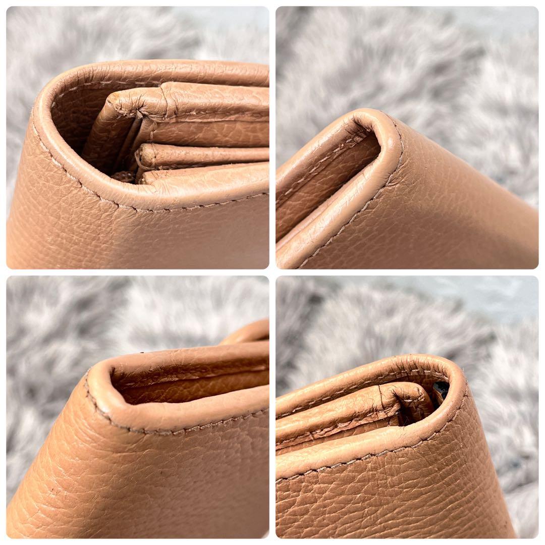 美品✨GUCCI インターロッキング シボレザー 長財布 ベージュ