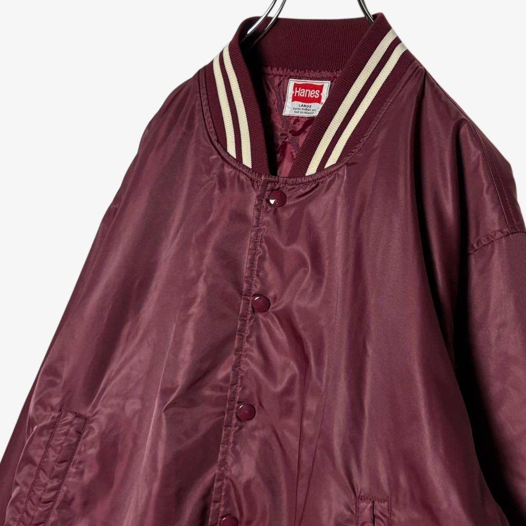 90sヴィンテージ日本製 Hanesスタジャン えんじ色 L ナイロン