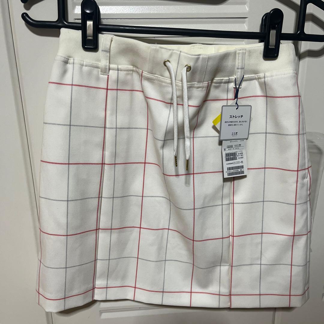 23GOLF プリーツスカート ホワイト/レッドチェック 23区GOLF 23区ゴルフ スカート レッド×白 チェック柄 ストレッチ