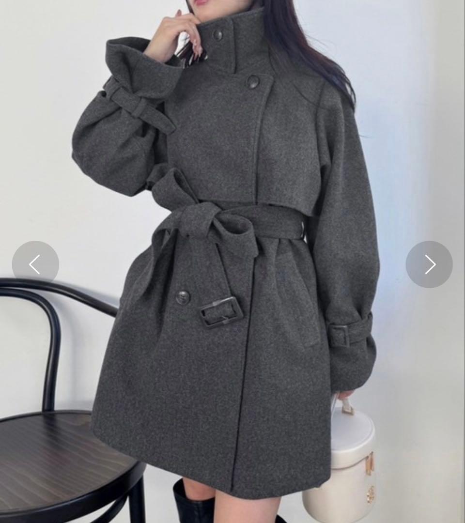 2way/スタンドカラーミドルコート NICE CLAUP one after another NICE CLAUP コート ピーコート 2way/スタンドカラー