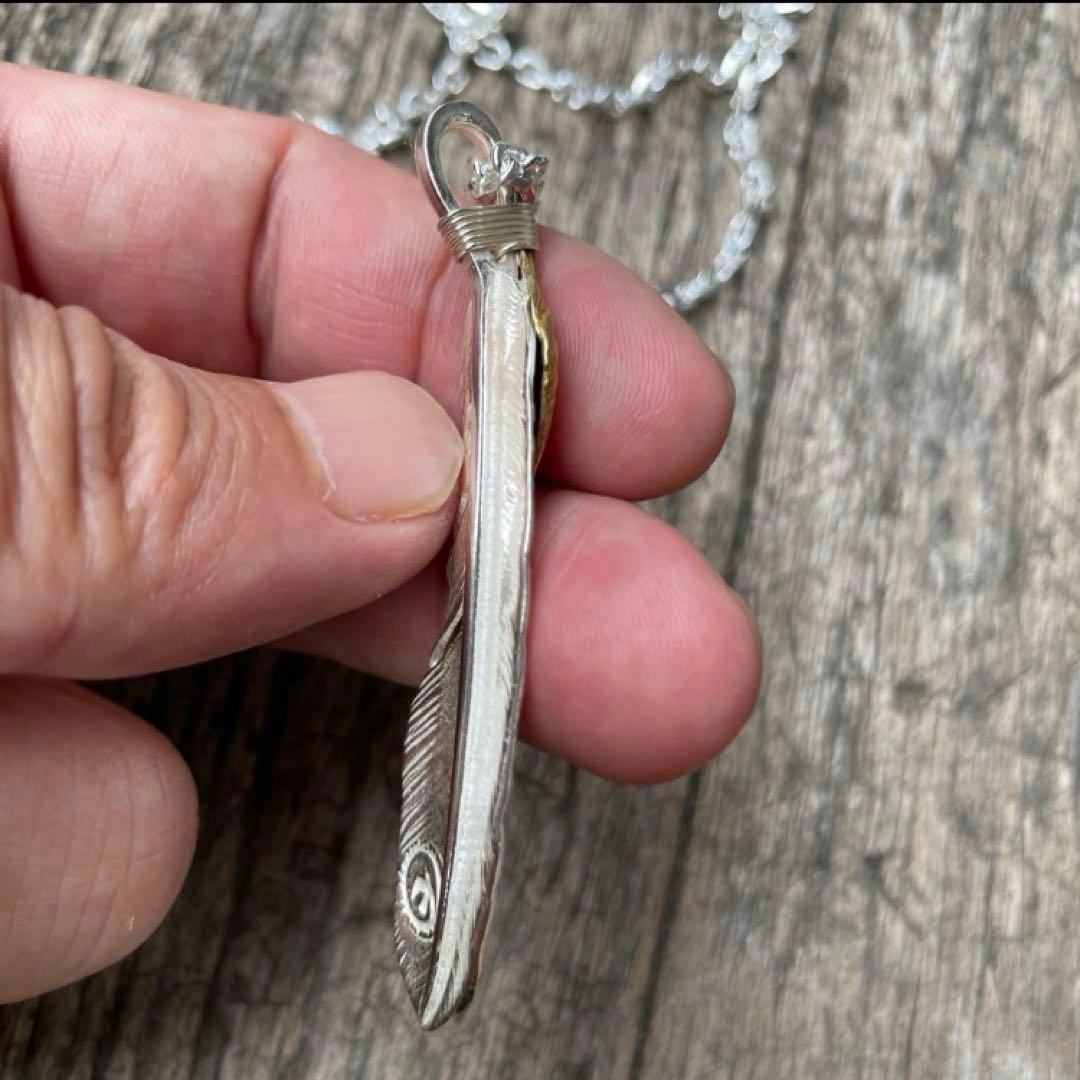 シルバー フェザー ネックレス トップ ハート ハンドメイド ノーブランド