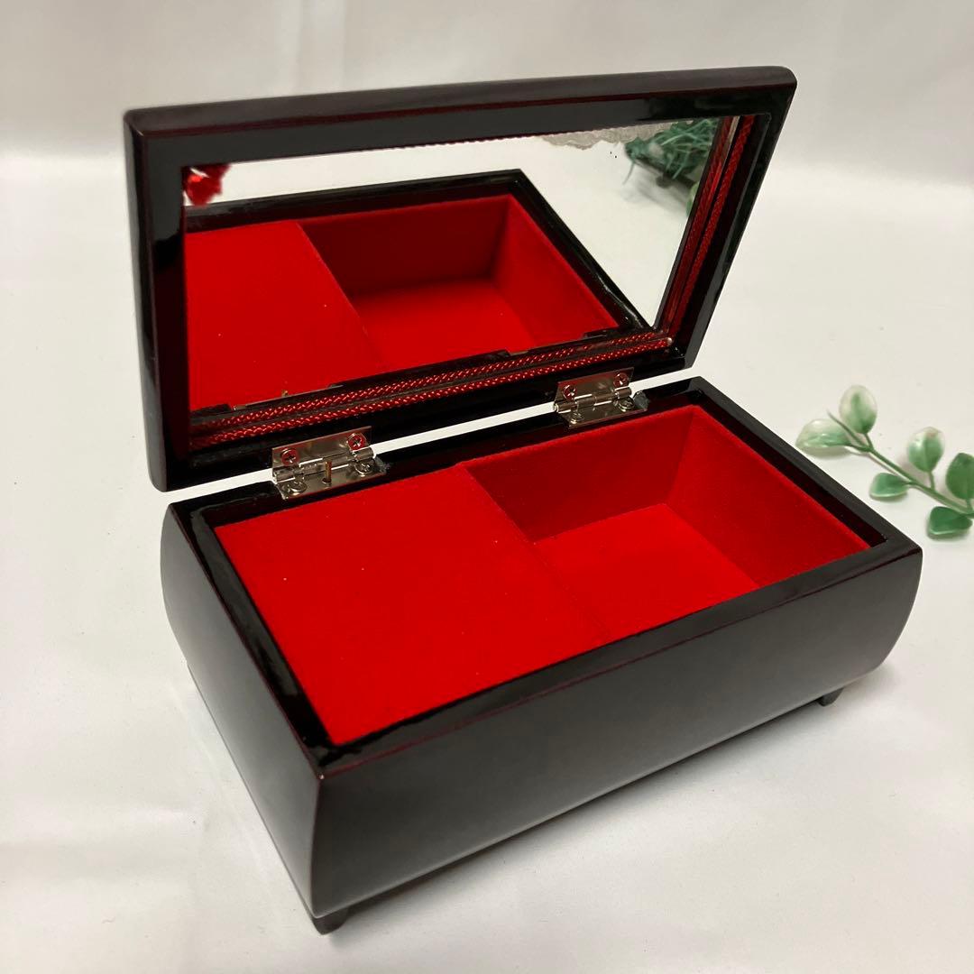 未使用 エンゼル オルゴール 木製漆器 飛翔鶴 金蒔絵 ジュエリー