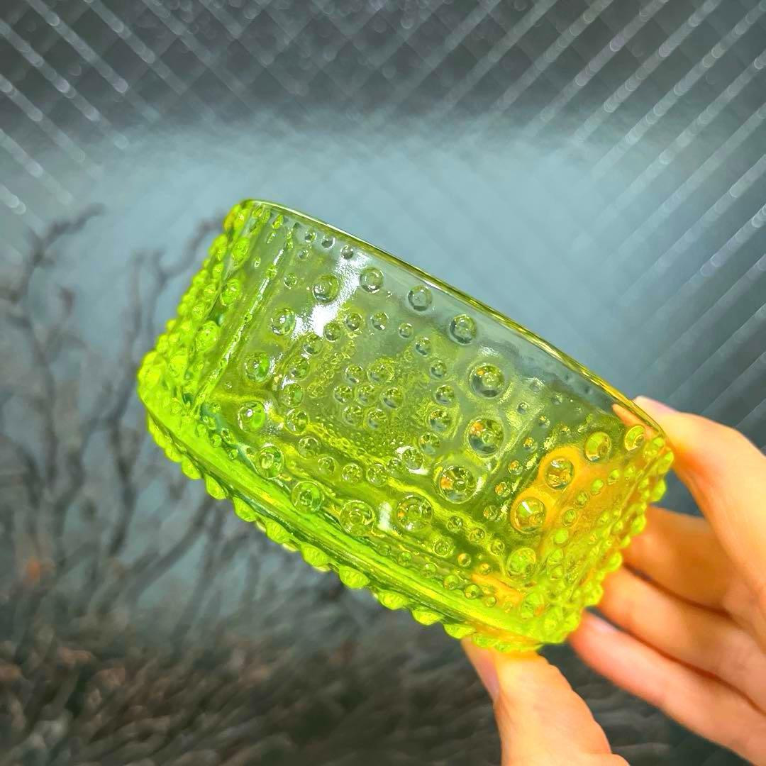 骨董 時代ガラス フィンランド グラッポニア ボウル 小鉢 ウランガラス