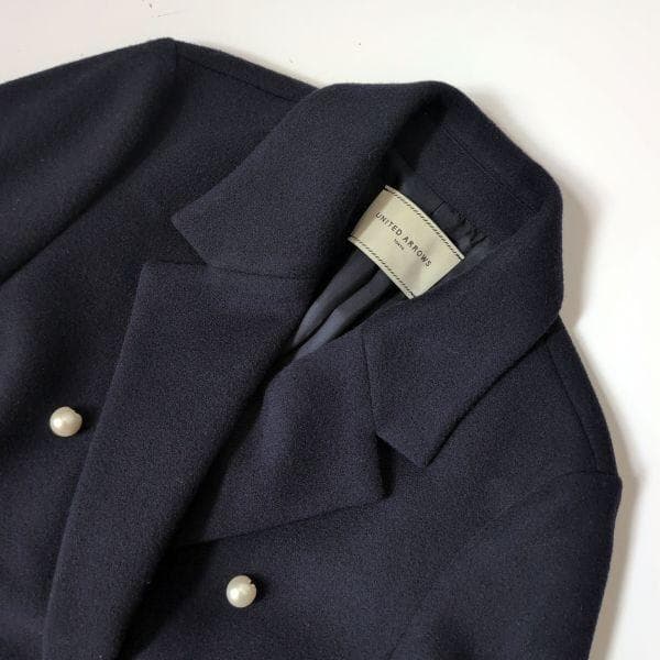 ユナイテッドアローズ UNITED ARROWS ネイビー パール ボタンコート