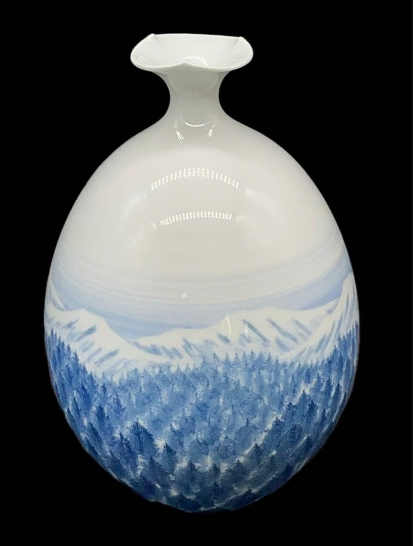 藤井朱明 壺 花瓶 花器 日展人気作家 有田焼 在銘 -275-