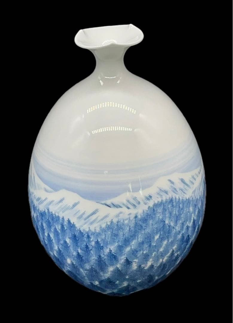 藤井朱明 壺 花瓶 花器 日展人気作家 有田焼 在銘 -275-