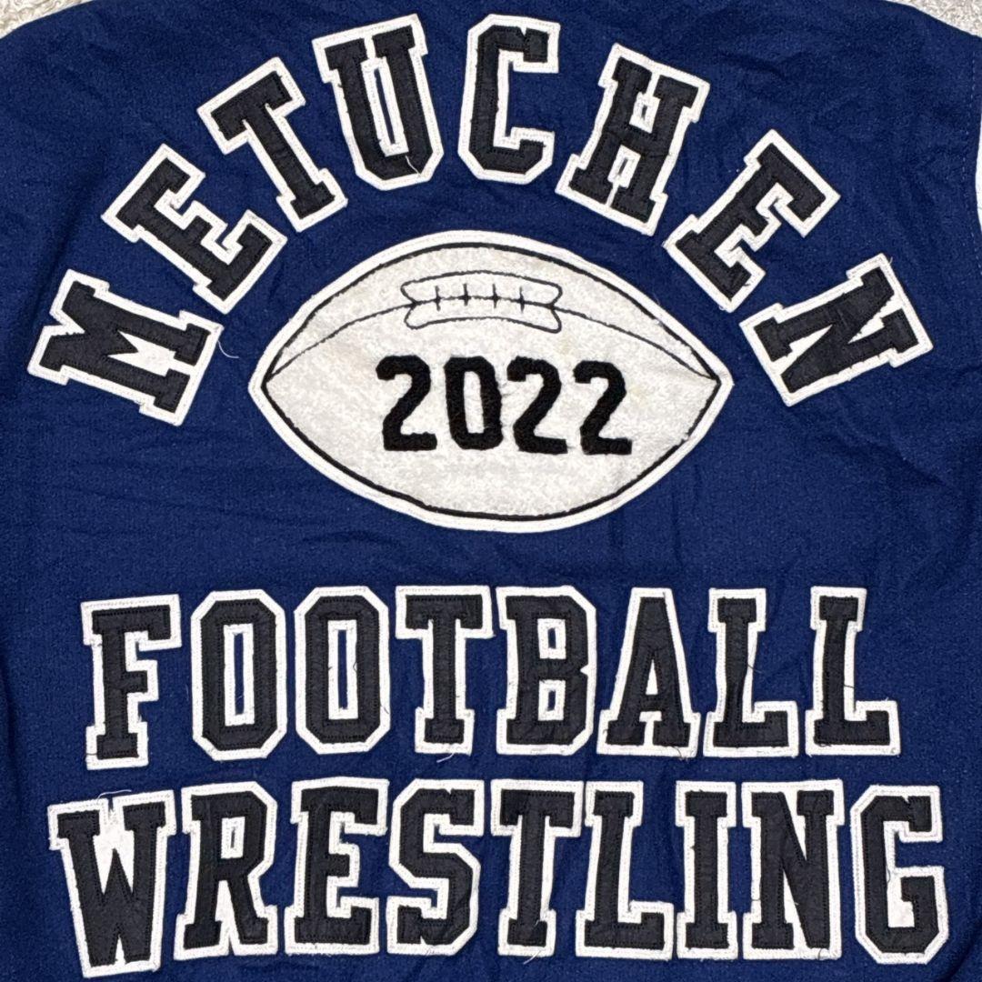 USA製✨スタジャン カレッジ メルトンウール×レザー 両面刺繍ロゴ 中綿