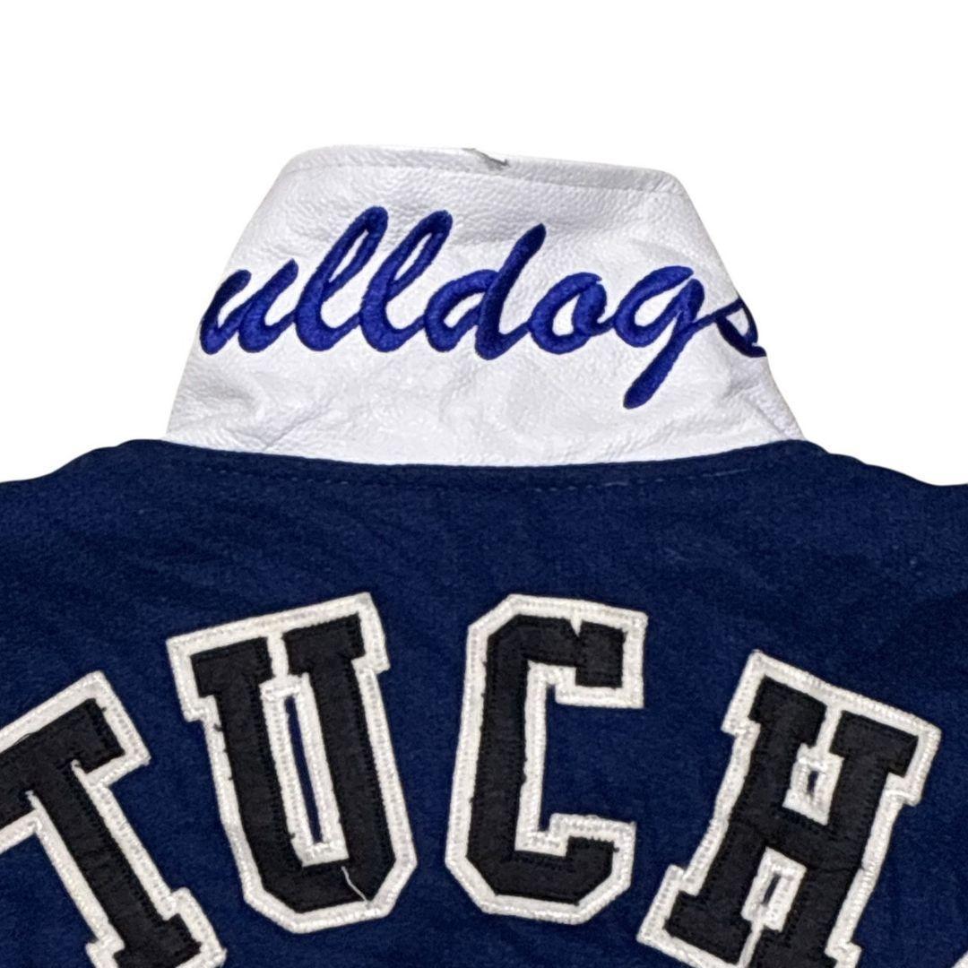 USA製✨スタジャン カレッジ メルトンウール×レザー 両面刺繍ロゴ 中綿