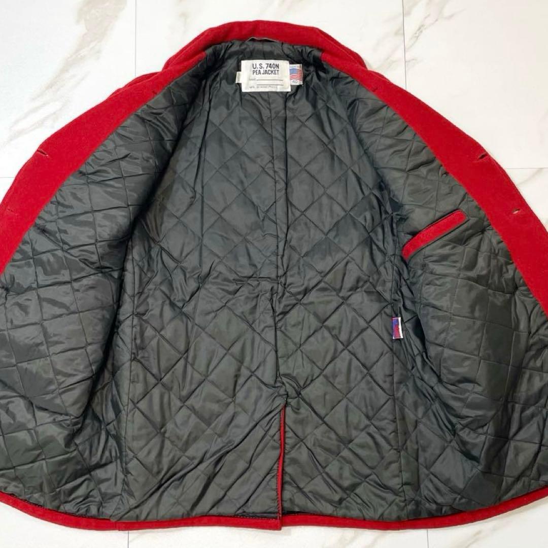 希少カラー】SCHOTT ショット ピーコート 裏地キルティング 40 赤