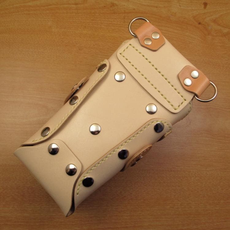 ヌメ革ナチュラル&うす茶色 6丁 革ベルト付 シザーケース SCL-154/NC