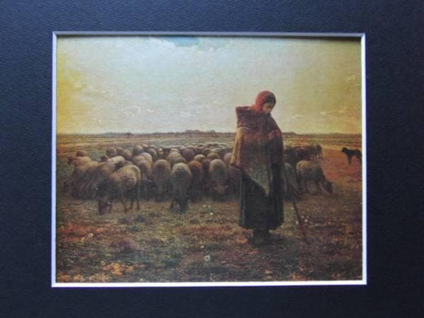 ジャン＝フランソワ・ミレー、【羊飼いの少女】、希少な額装用画集より