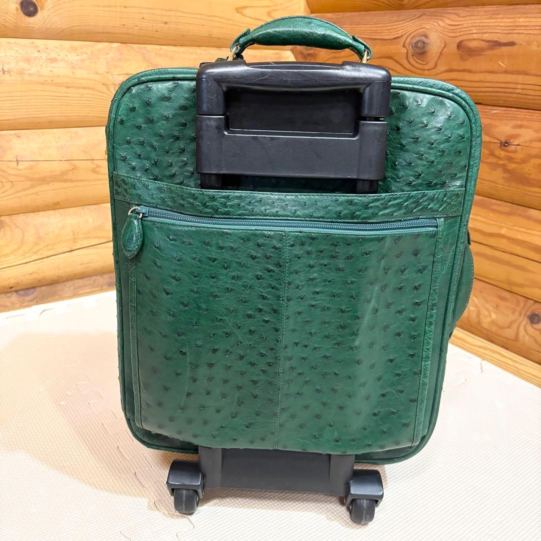 希少】オーストリッチ キャリーケース グリーン JRA認定タグ付き 本革