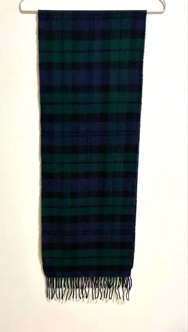 ユウキ　ブルックスブラザーズ　カシミヤ　ブラックウォッチ　マフラー カシミヤ ソリッド／ブラックウォッチ ダブルフェイス マフラー