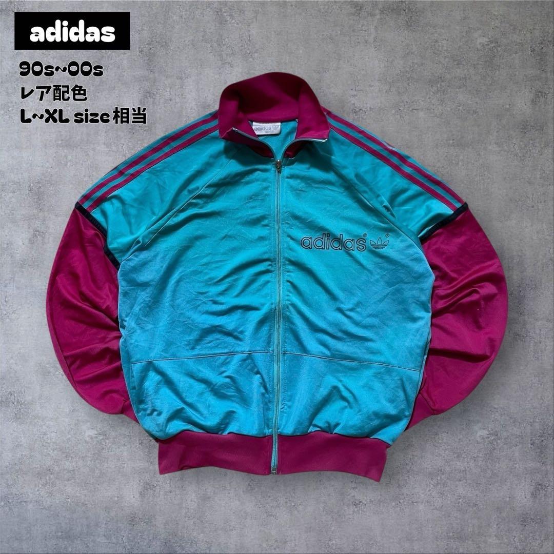 【ナンさん】90s〜00sアディダストラックジャケットL~XLサイズ相当 90s XL】アディダス刺繍トラックジャケット古着ジャージトップ 朱色
