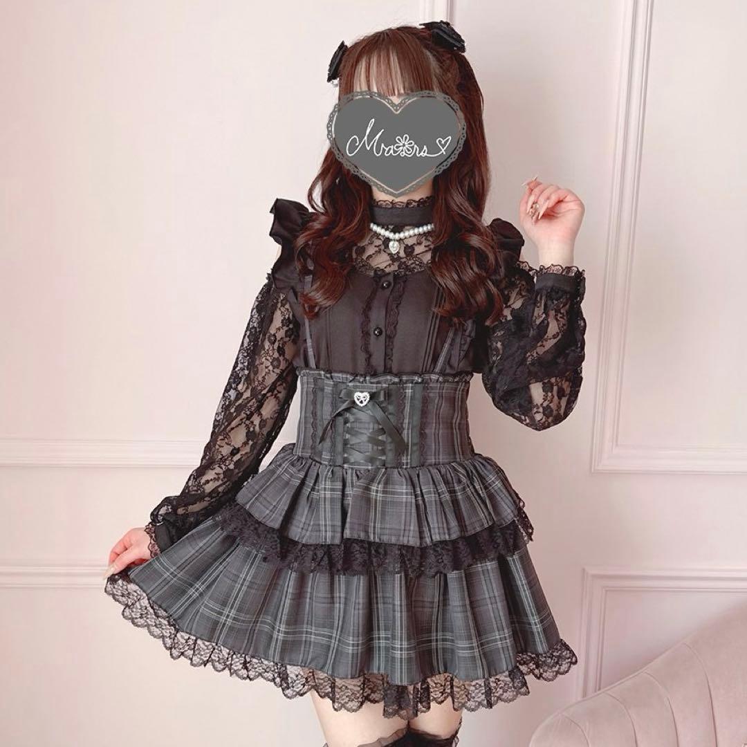 地雷 マーズ セーラー ブラウス チェック ティアードスカパン